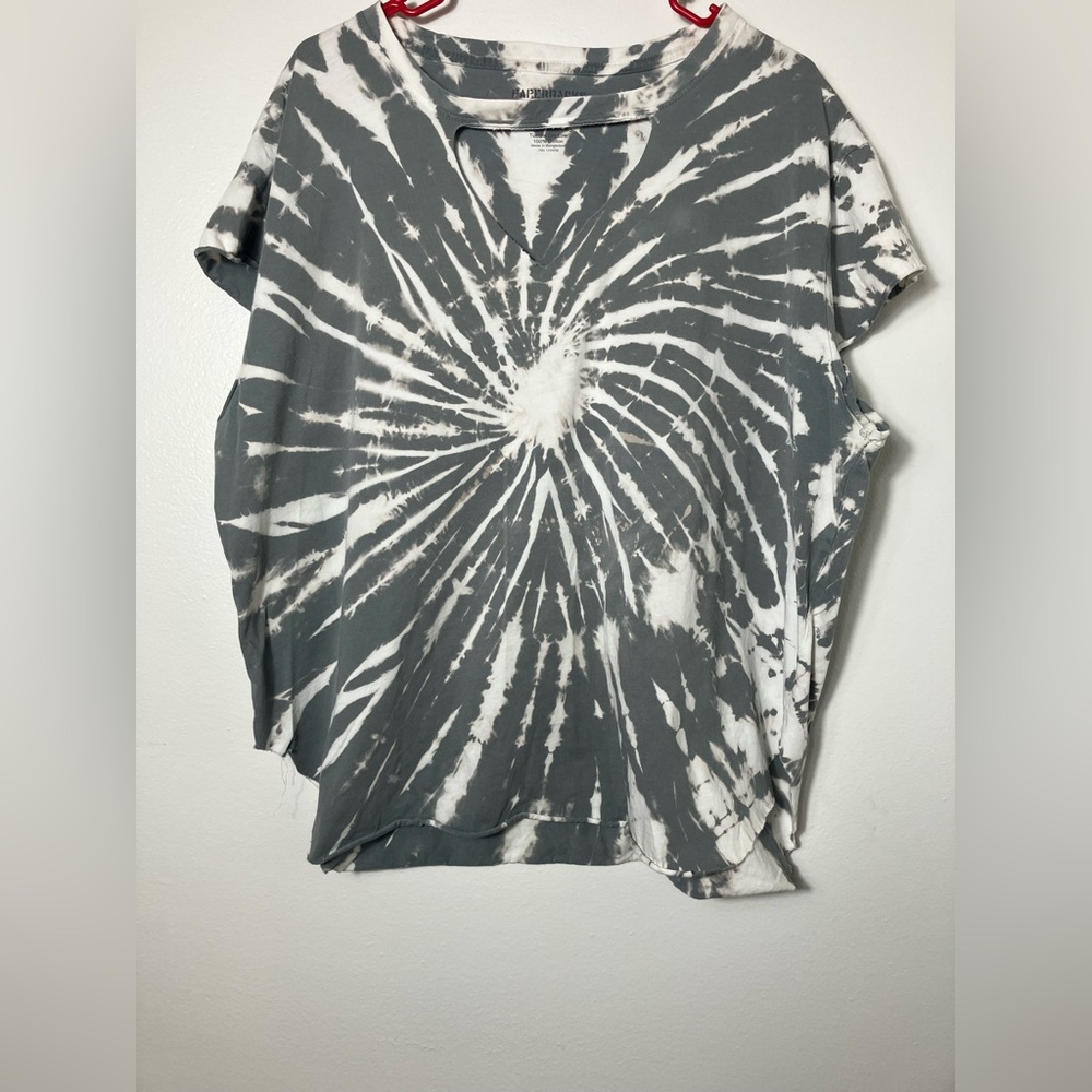 paperbacks 100% Cotton Tie‎ Dye Tee Women’s Sz XL Gray Retro Hippie Festival
